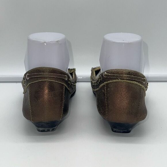 Beverly Feldman Flushed Vintage Metallic Rhinestone Kitten Heel Loafers - Picture 3 of 12